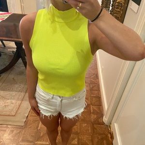 Neon yellow mock neck Zara top